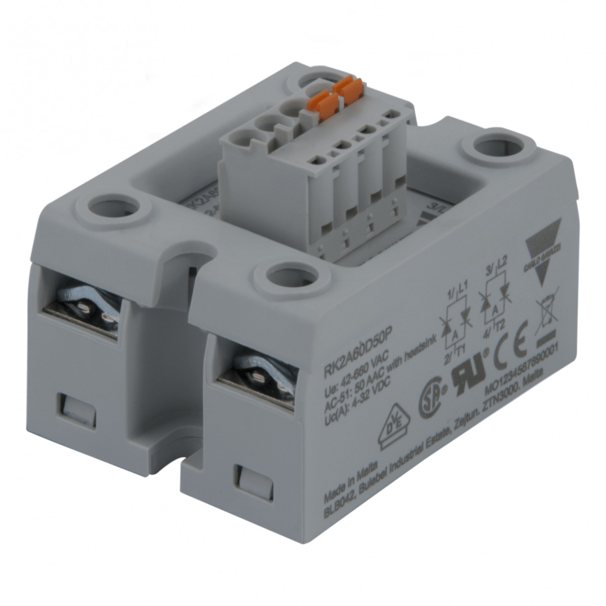 Carlo Gavazzi CG solid state relais 2-fase ZS 600vac 2x75aac 1xinp 4-32VDC klem
