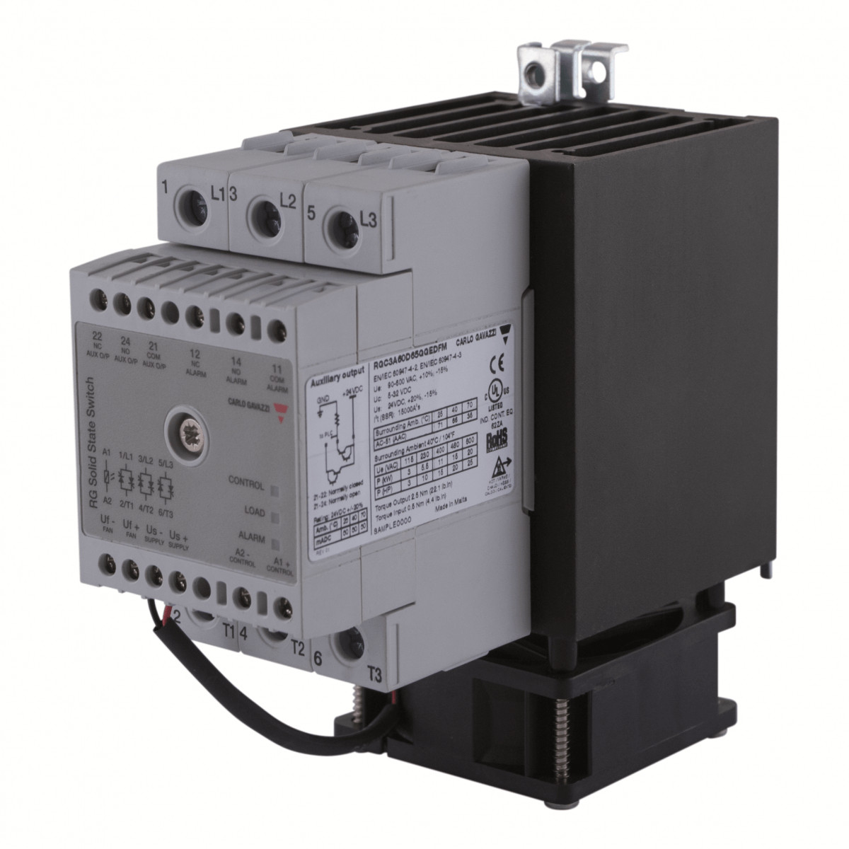 Carlo Gavazzi CG SSR 3-fase ZC 600vac 3x65aac inp 5-32VDC E-klem bew.func ext-DC