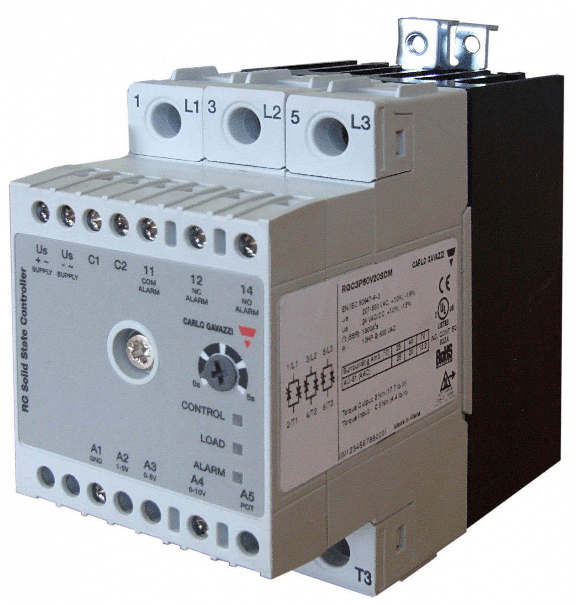 Carlo Gavazzi CG SSR relais 3-F SS 600vac 3x20aac inp 5&10VDC bew.func ext-DC