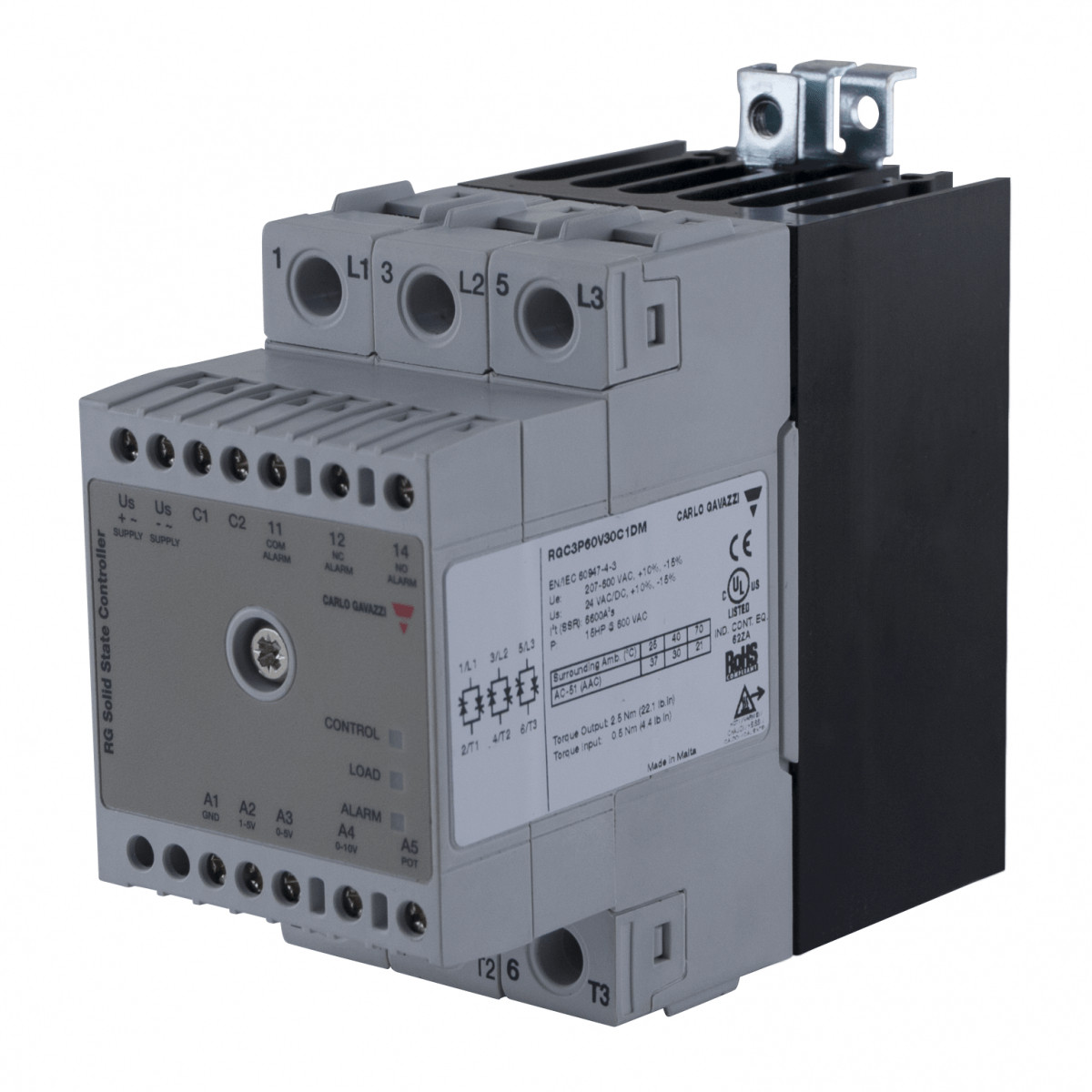 Carlo Gavazzi CG SSR relais 3-fase 16FC 600vac 3x20aac inp 5&10VDC bew.func ext-DC