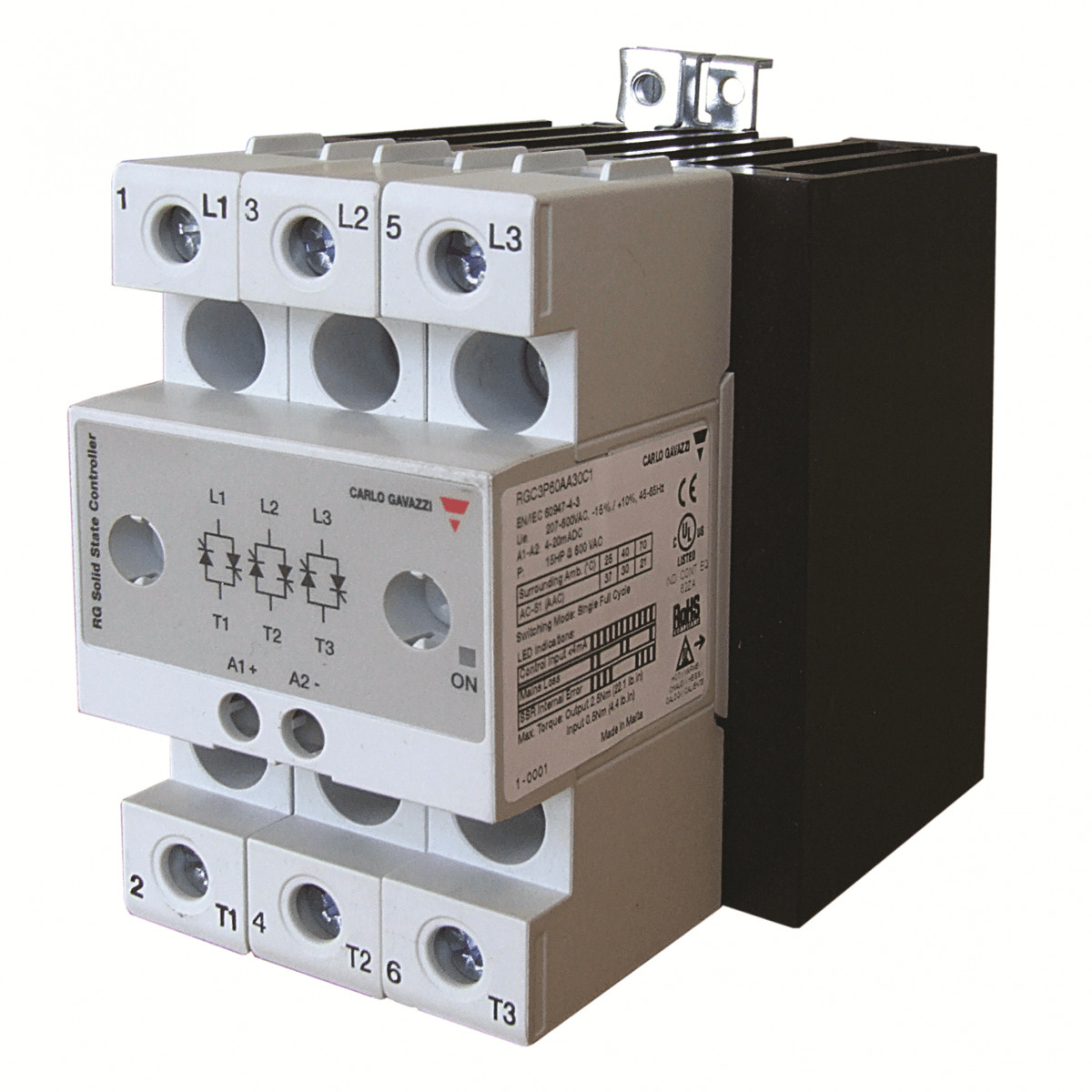 Carlo Gavazzi CG SSR relais 3-fase 1FC 600vac 3x30aac inp 4-20madc