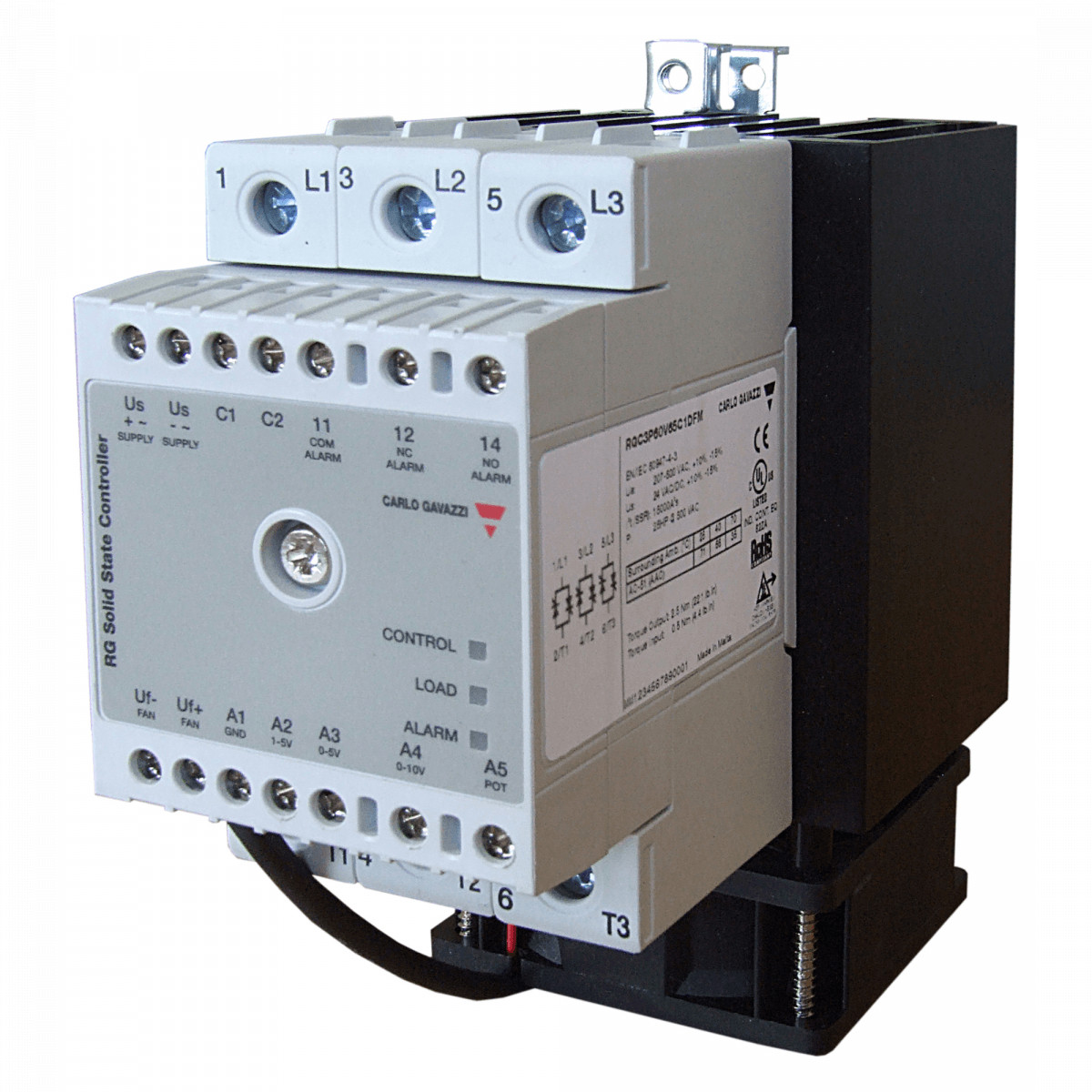 Carlo Gavazzi CG SSR relais 3-fase 1FC 600vac 3x65aac inp 20madc bew.func ext-DC