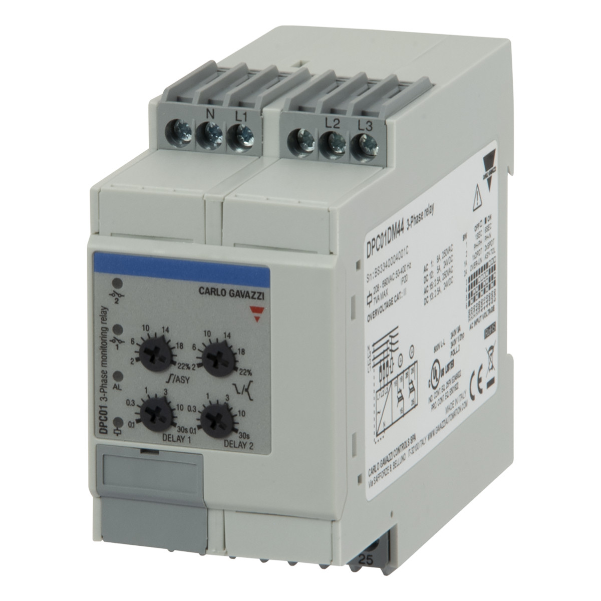 Carlo Gavazzi DPC CG Fasebew,3-F,volg.&breuk&onder&over/asym&tol,208-690vac,din,50-400HZ