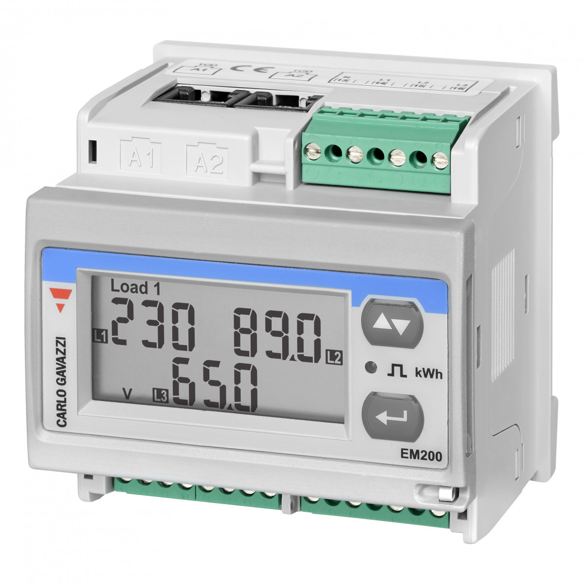 Carlo Gavazzi EM27072D CG Em/anl 3-F fr+din 230/400vac icm TCD1X 2xmosf RS485 panb uitv