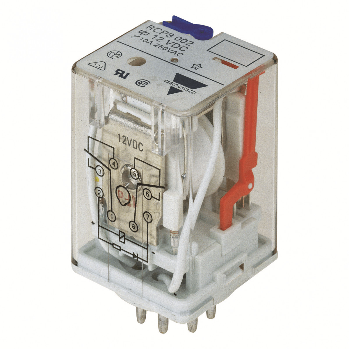 Carlo Gavazzi RCP11 CG Industrieel relais 2PDT, 24 vac, 10a, led, testknop en vlag status