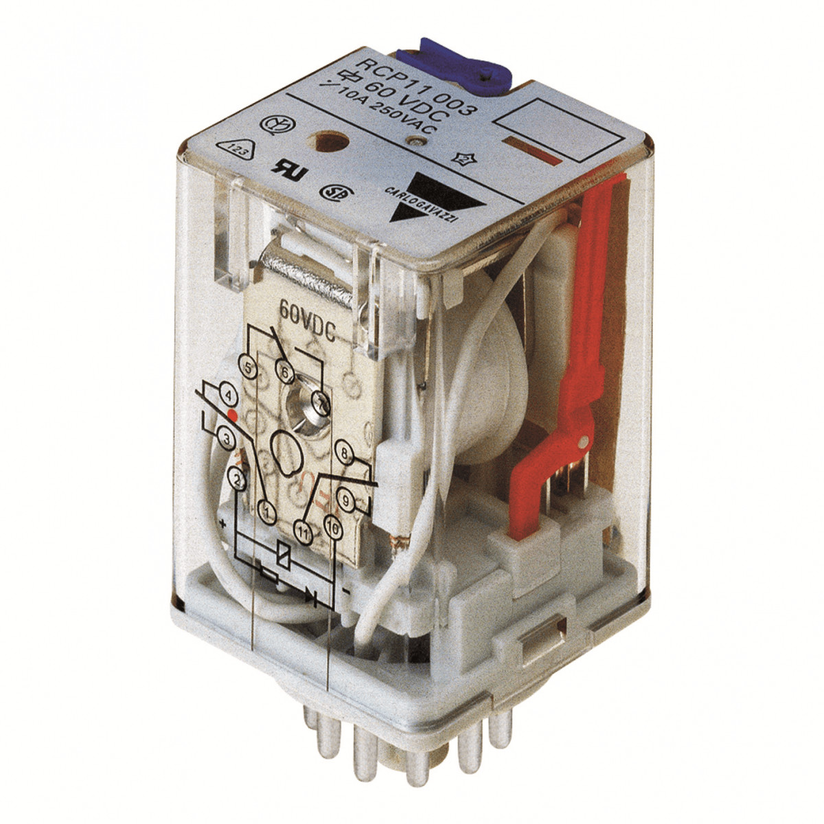 Carlo Gavazzi RCP11 CG Industrieel relais 3PDT, 24 VDC, 10a, led, testknop en vlag status