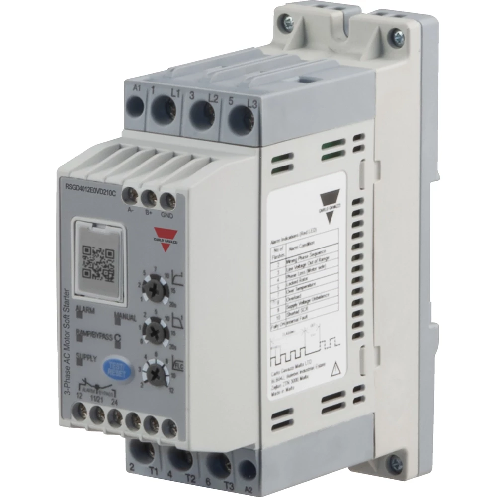 Carlo Gavazzi RSGD CG Soft-starter alg.3-F(2-p)400vac 16a 24vac/VDC I/p+o/l+rly+modbus