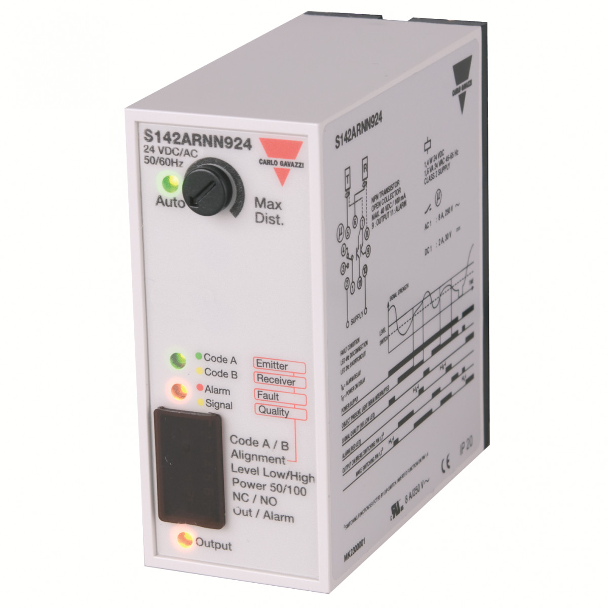 Carlo Gavazzi S142A CG Fotocel versterker rel mofr/T rel+npn 1-kan test 115 vac 11-pins