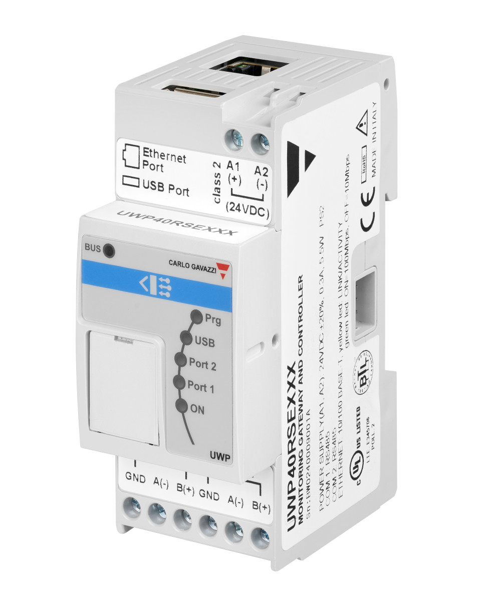 Carlo Gavazzi UWP40 CG Gateway-controller energiemanagement gebouwbeheer enhanced security