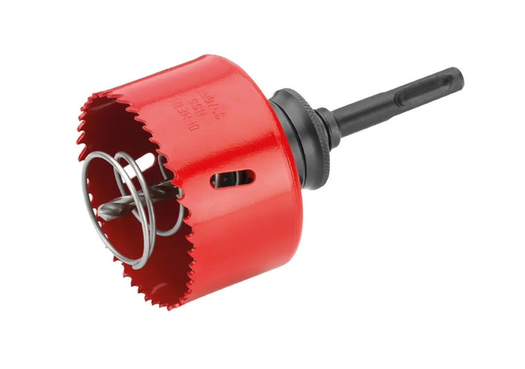 Cimco Gatzaag 76MM voor inbouwdozen, SDS+, incl. centreerboor en uitwerpveer