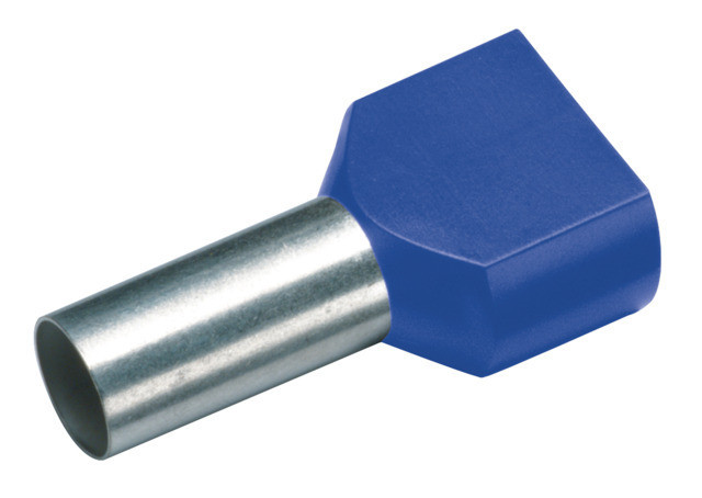Cimco Geïsoleerde Twin adereindhuls, 2X 2,5MM², L. 10MM, din blauw