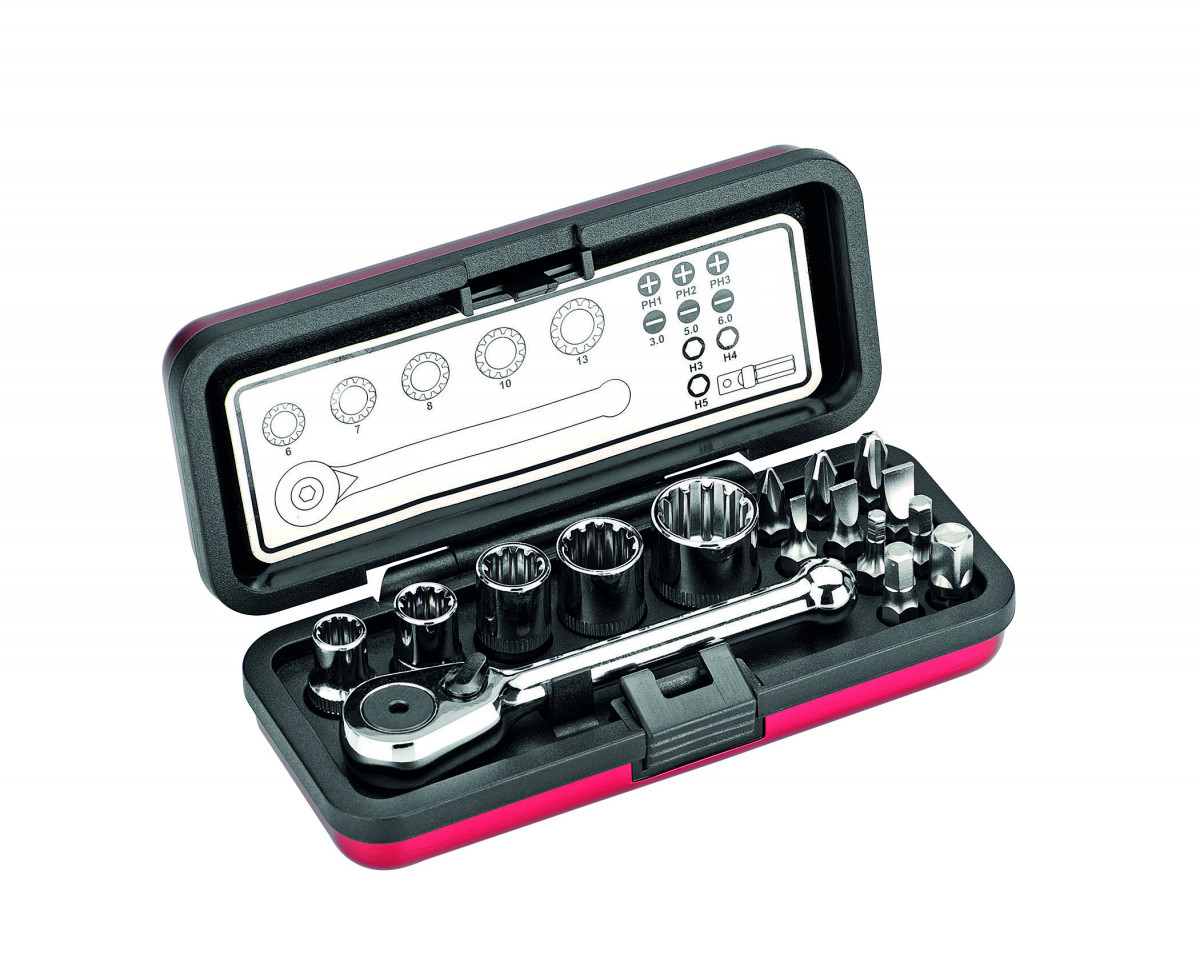 Cimco Dopsleutel En bit set in alumminium box, 16-delig