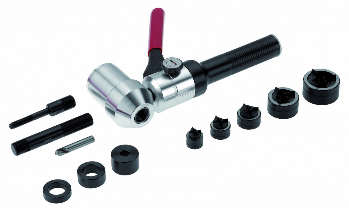 Cimco Gatenpons Diamant set, 12-delig incl. hydraulische handpons (90GR)