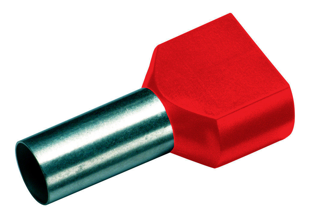 Cimco Geïsoleerde Twin adereindhuls, 2X 10MM², lengte 14MM, din rood