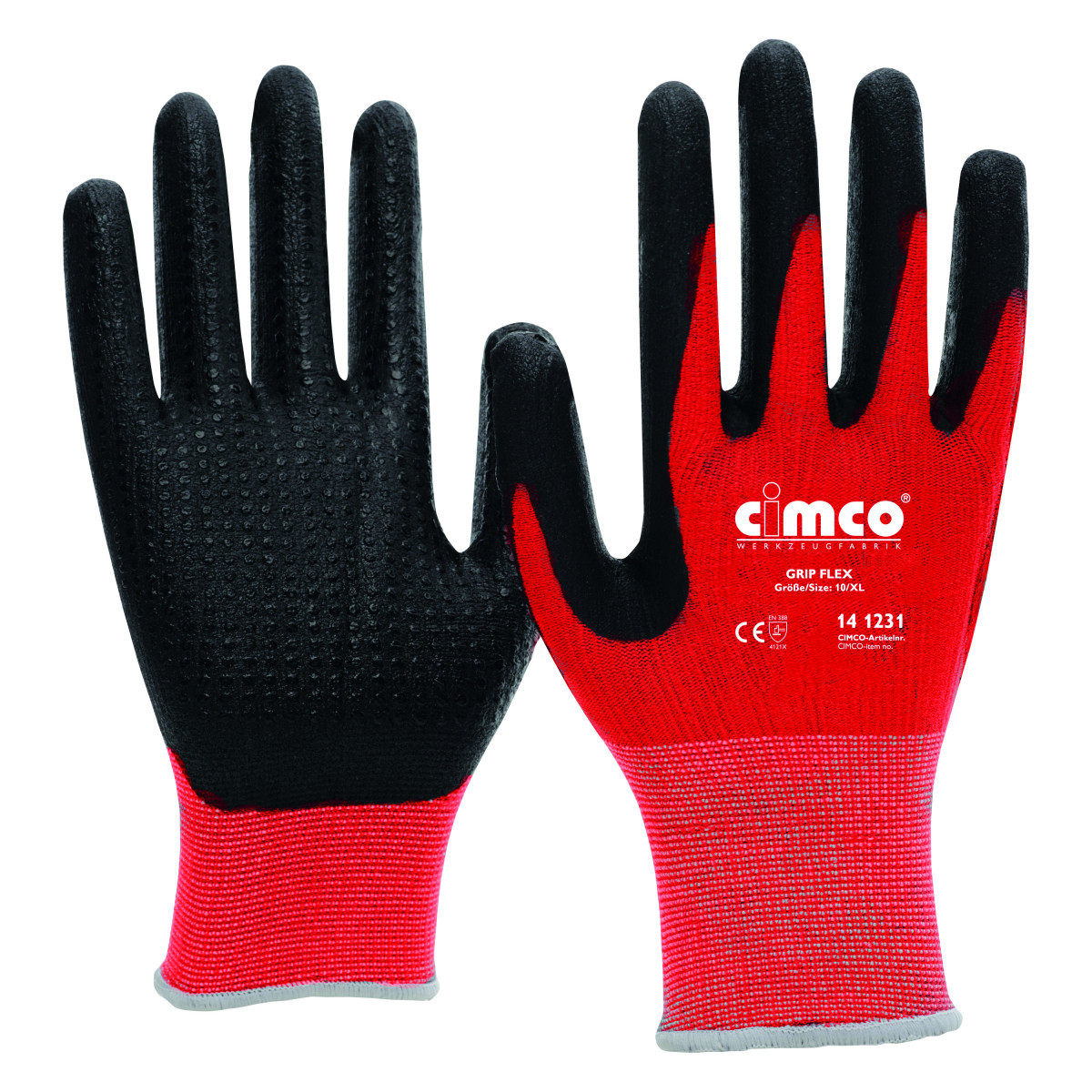 Cimco Werkhandschoenen Grip flex, zwart/rood, maat 11/XXL