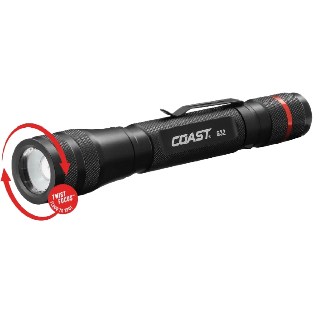 Coast G32 zaklamp dim.370LM twist pure beam inc.2xaa blister