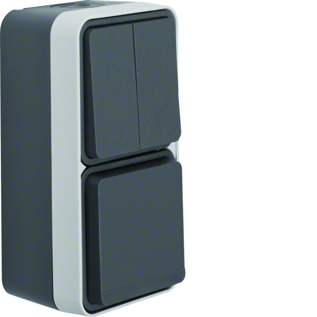 Combi Contactdoos + serieschakelaar met behuizing, W.1, grijs