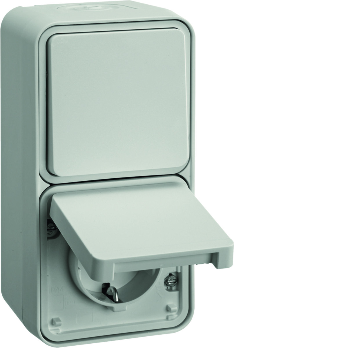 Combi WCD verhoogd aanraakveilig + wis.schakelaar met behuizing, W.1,