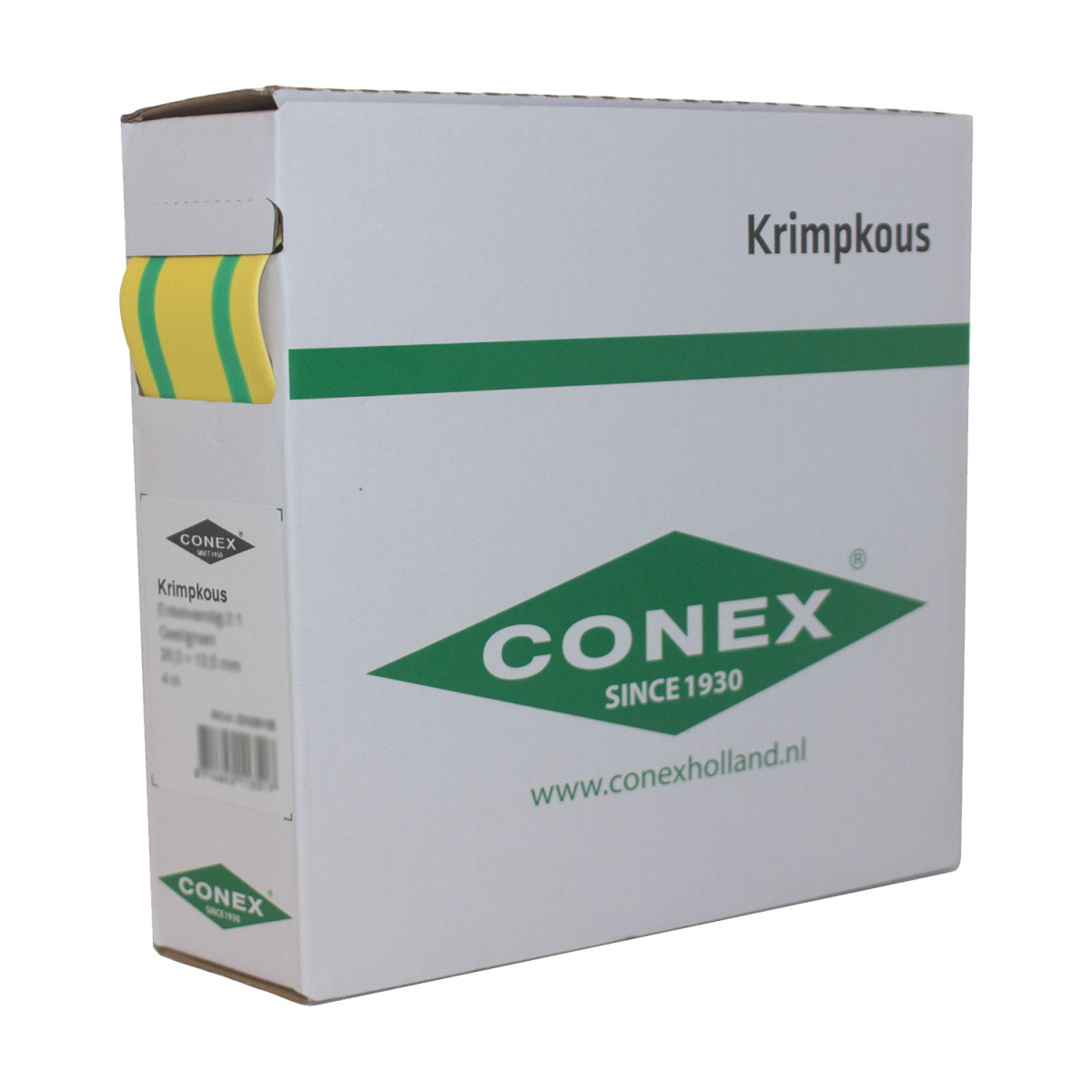 Conex Krimpkous 3,2-1,6 groen geel rol 12 meter
