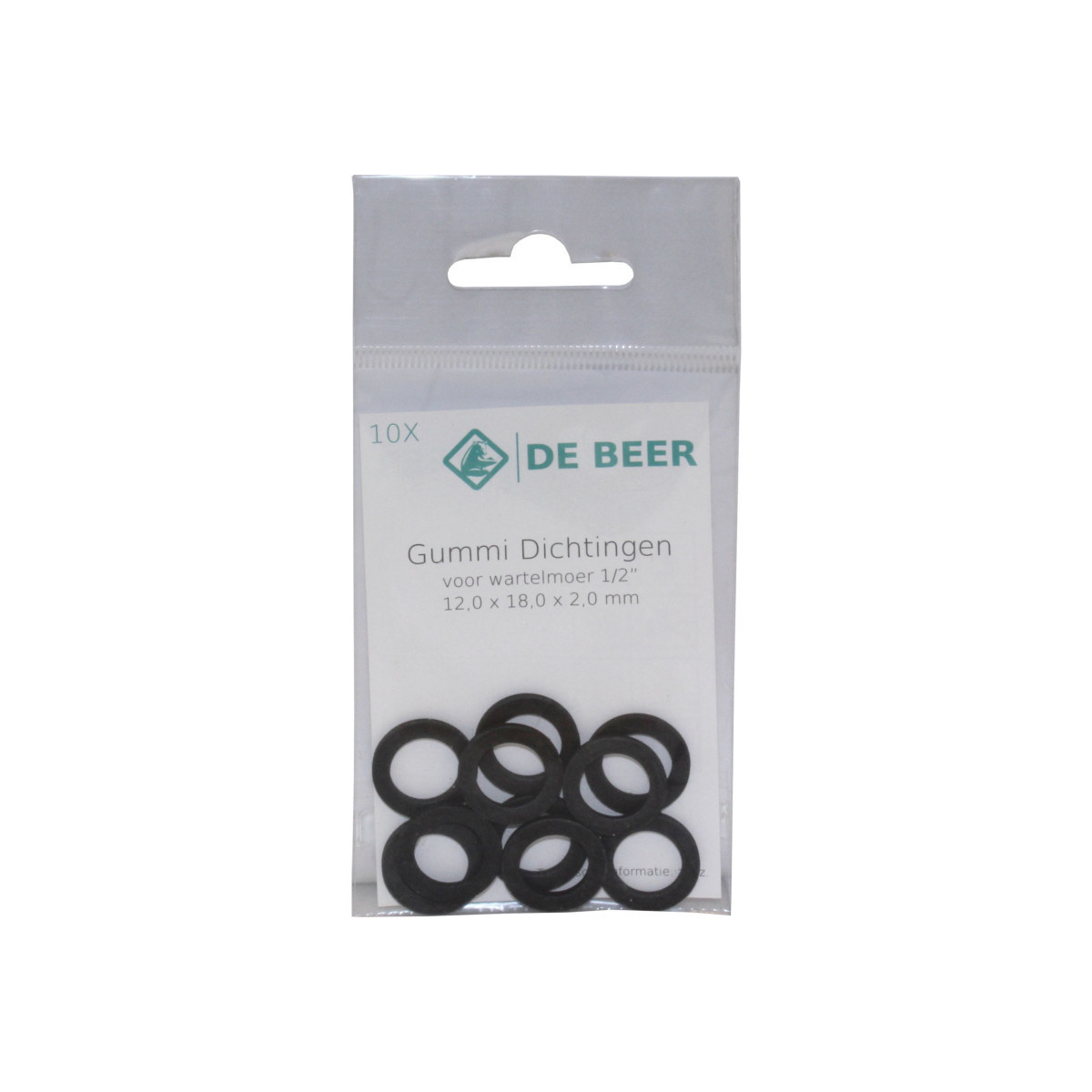 DE BEER Dichtingsassortimenten Beer 10X gummi-ring 12x24x2 MM zwart tpe
