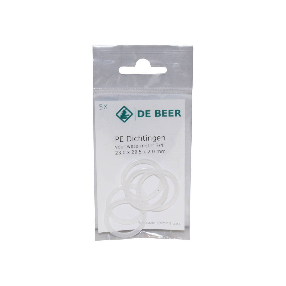 DE BEER Dichtingsassortimenten Beer 5X pe-ring 17,0x24,0x2 MM 1/2" F.wasserz.anschl., KTW,W270