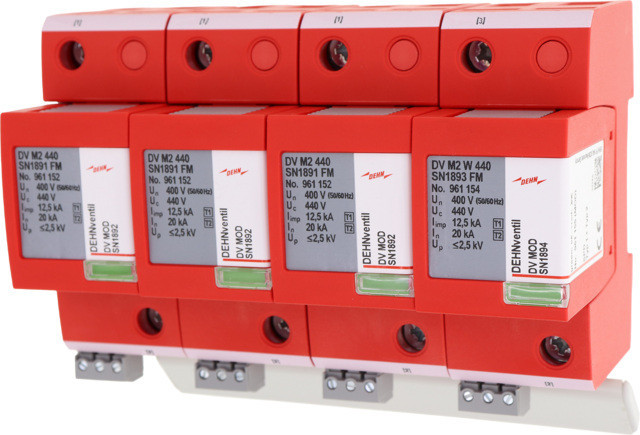 Dehn Combined Arrester 1+2 ventil M2 880 3-pole F. unearthed three-phas