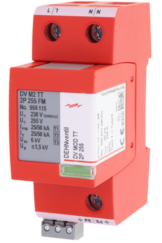 Dehn Combined Arrester type 1+2+3 ventil M2 F. single-phase TT A. TN SY
