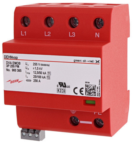 Dehn Combined Arrester vap type 1+2 F.three-phase TT and TN-S systems