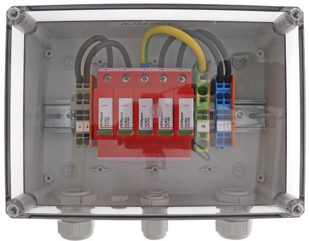 Dehn GJB In ip65 enclosure for PV systems 2MPPT and 1 string each at 1100V