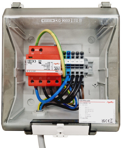 Dehn Surge Arrester type 1+2 cube in ip65 enclosure for E-mob