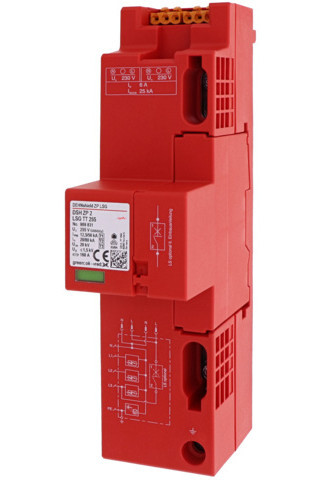 Dehn Type 1+2+3 combined arrester shield ZP 2 LSG for TT and TN-S syste