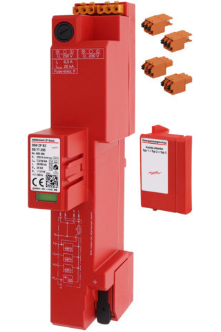 Dehn Type 1+2+3 combined arrester shield ZP basic 2 SG for TT and TN-S