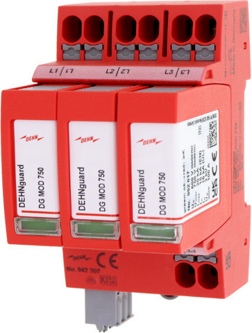 Dehn Type 2+3 surge arrester guard MP FM 3-pole uc 600V TNC