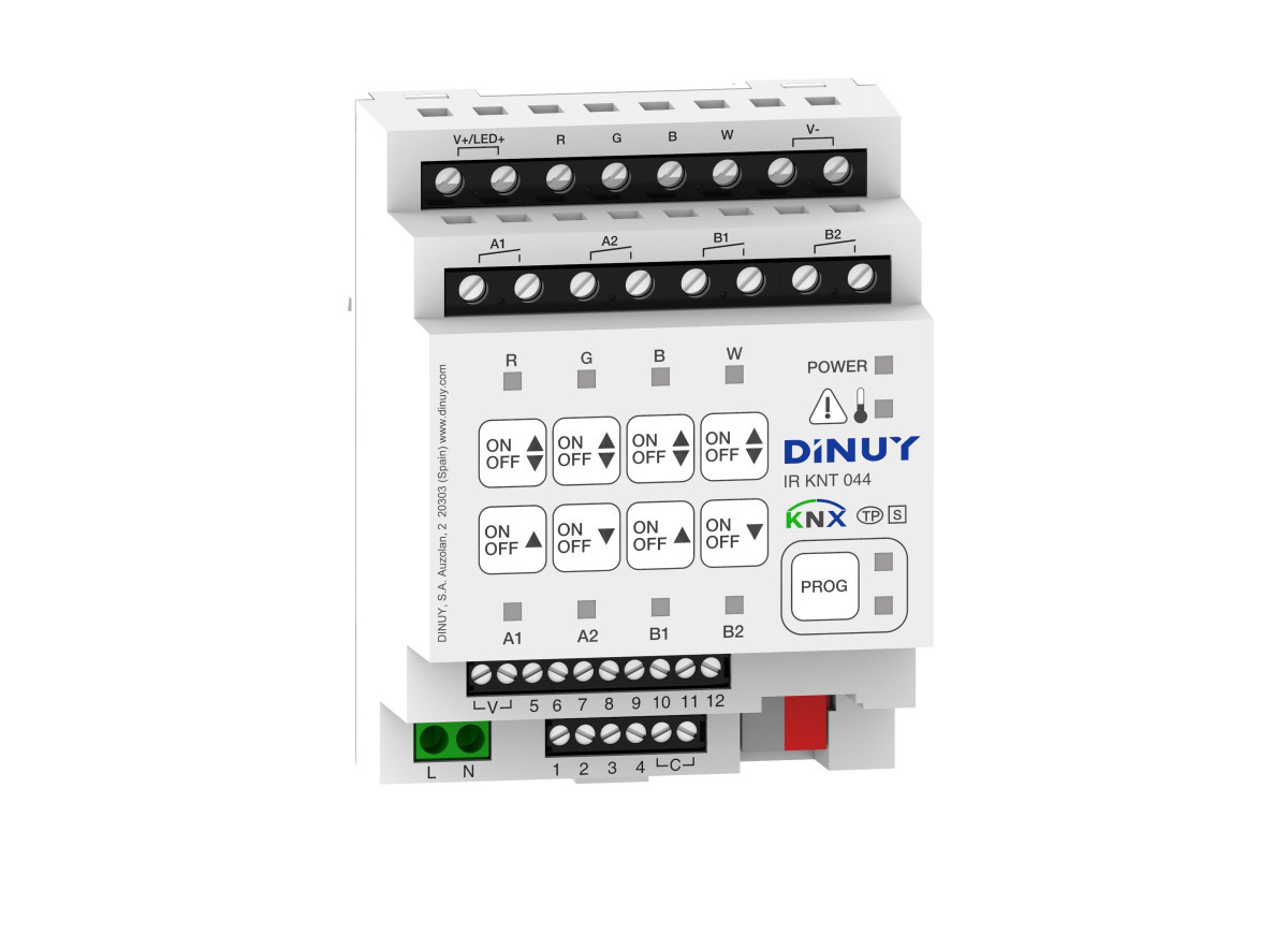 Dinuy IR 4-kanaals schakelactor/dimmer RGBW en 12 ingangen