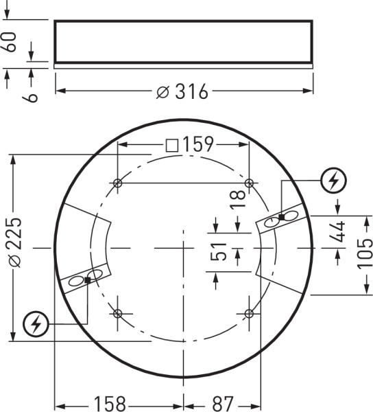 Downlighters Onplana HCL diffuser wit etdd8 24W lambertian (L) ip40 ik