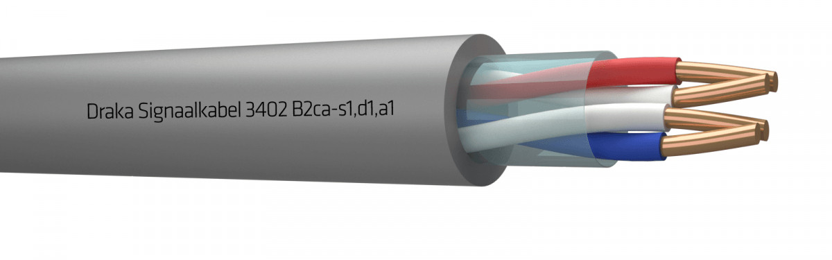 Draka 3400 b2ca signaalkabel grijs 2x2x0,8MM 833460LB