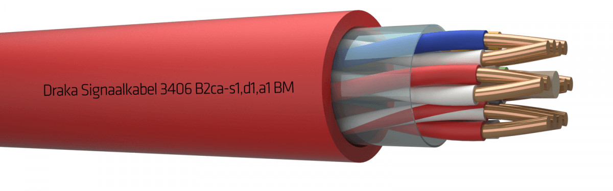 Draka 3400 BM b2ca signaalkabel 6x2x0,8MM rood 833570H5