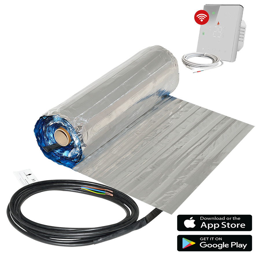 DRL E-Comfort Elektr. vloerverwarming folie 10M2 120W/M2 + wifi thermostaat wit