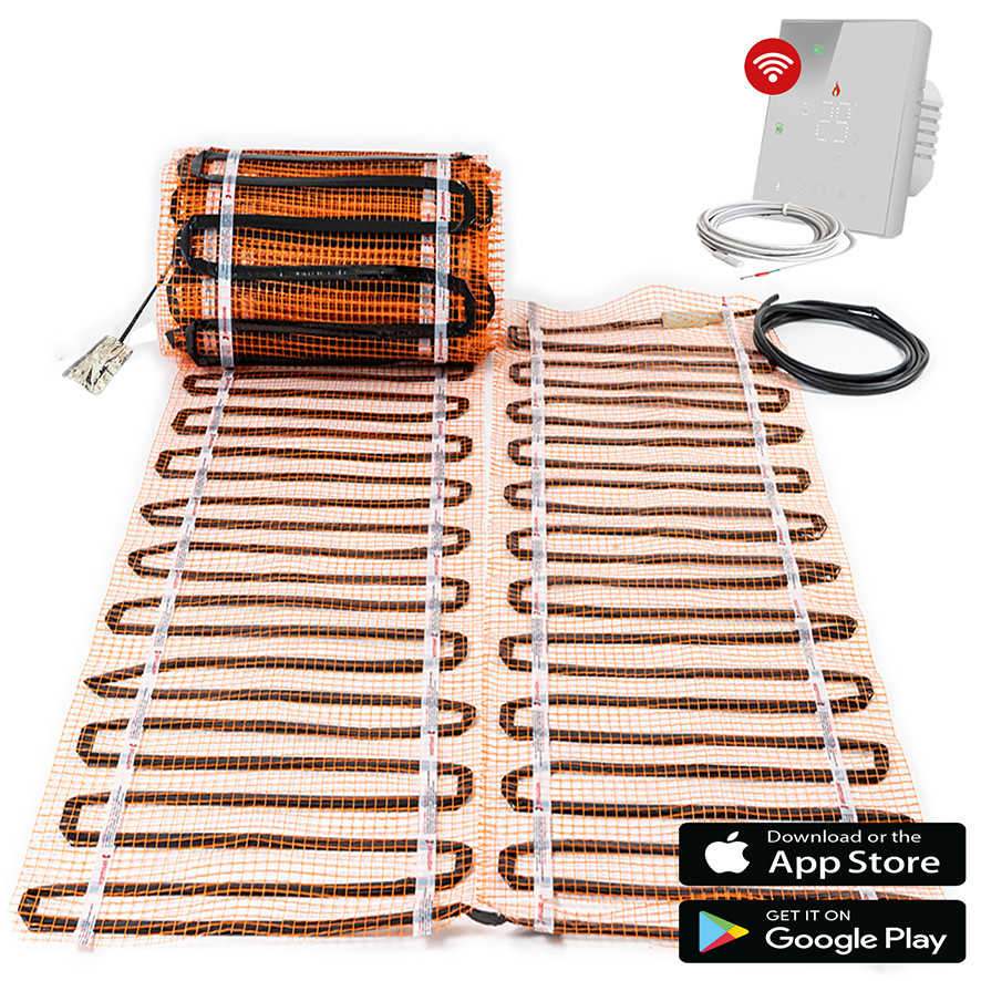 DRL E-Comfort Elektr. vloerverwarming mat 9M2 100W/M2 + wifi thermostaat wit