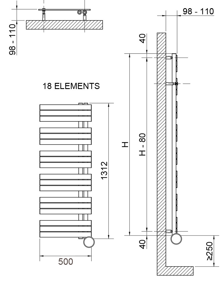 DRL E Design E-Comfort kelly rechts 1300x500 700W wit 50CM snoer