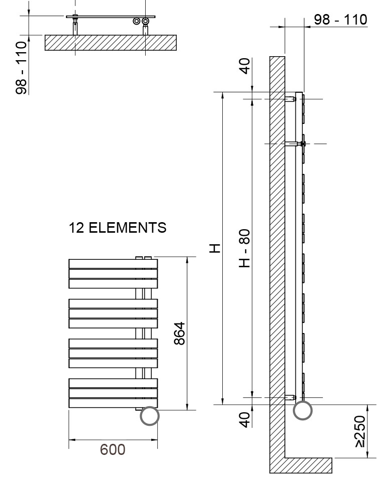 DRL E Design E-Comfort kelly rechts 900x600 600W wit 50CM snoer