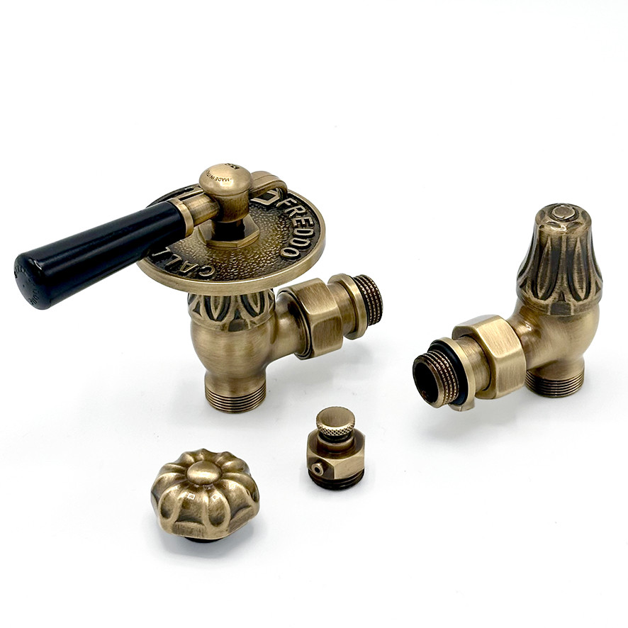 DRL Kranenset Deco Brons authentiek kranenset ½” haaks kraan/handvat zwart