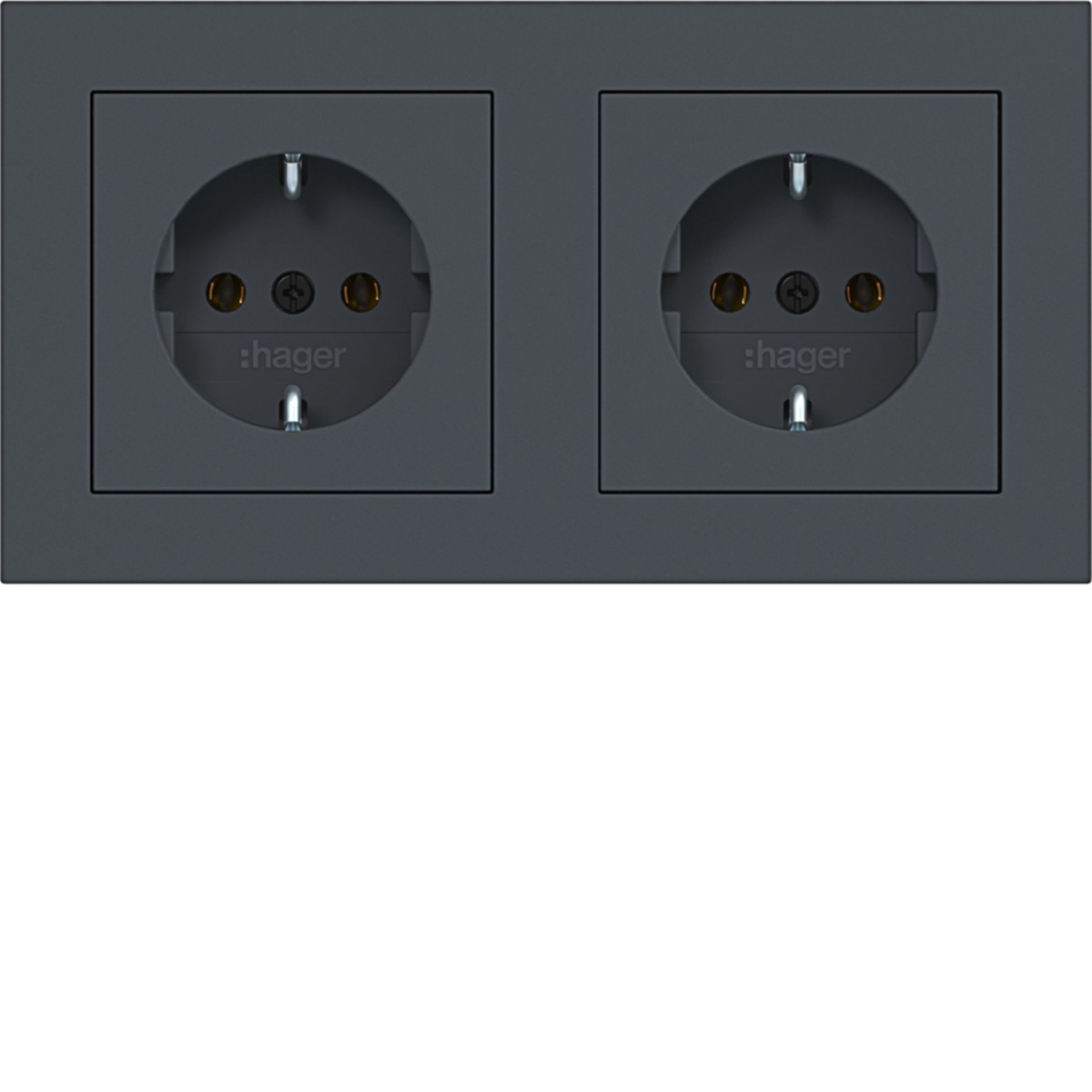 Dubbele Schuko-wandcontactdoos, afdekraam, bedr., STK.KL., A.1, antr.