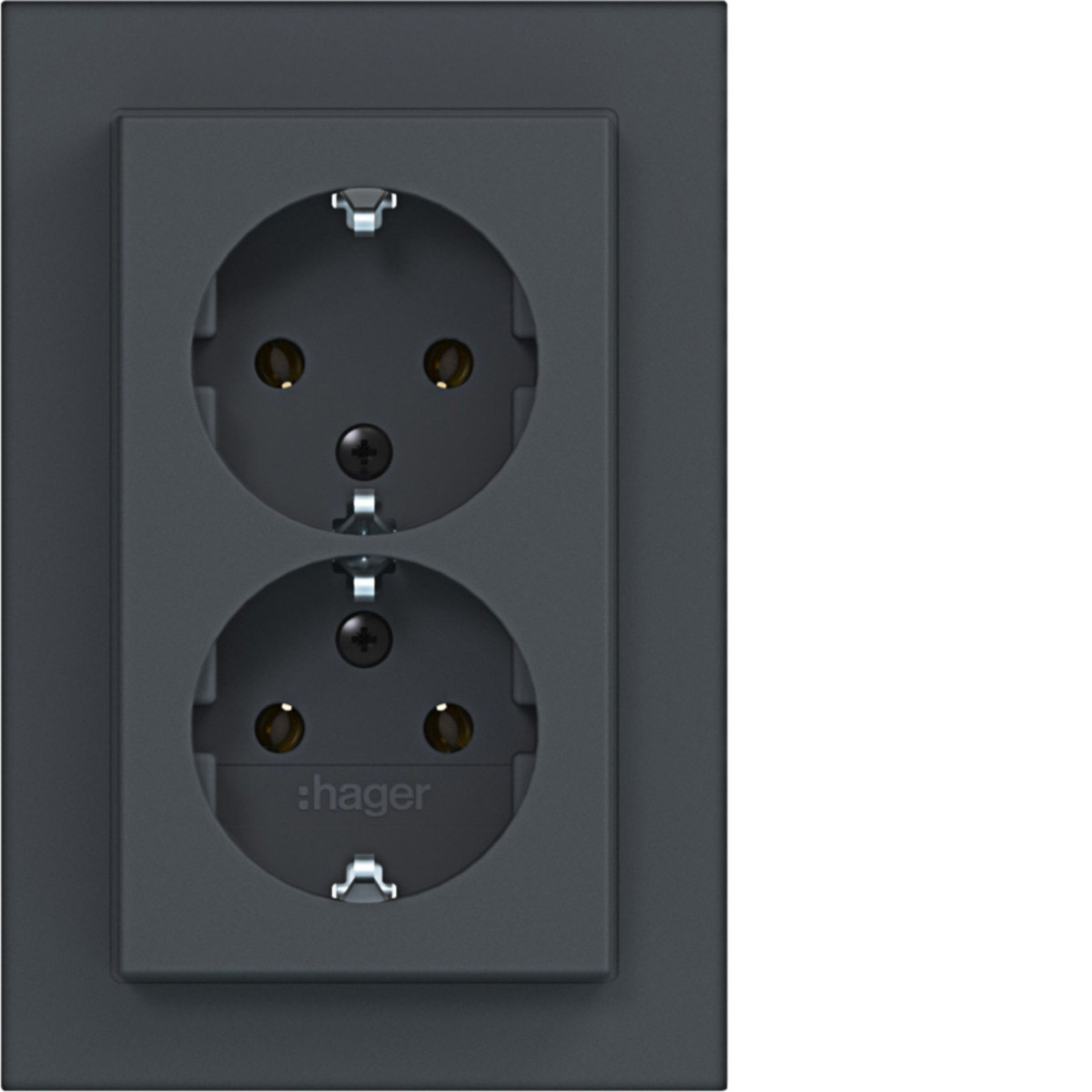Dubbele Schuko-wandcontactdoos, hoog, A.1, antraciet