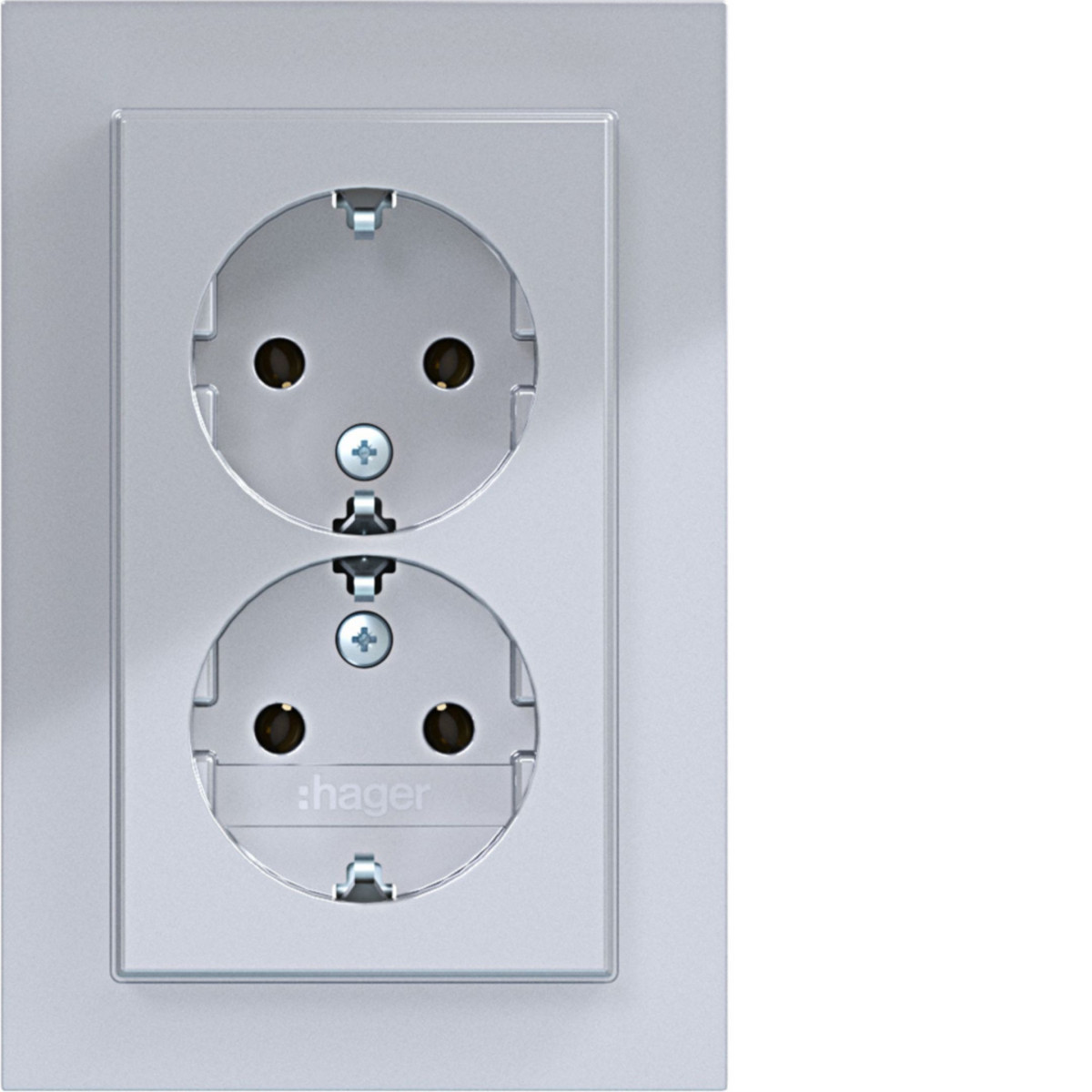 Dubbele Schuko-wandcontactdoos, hoog, A.1, titaan