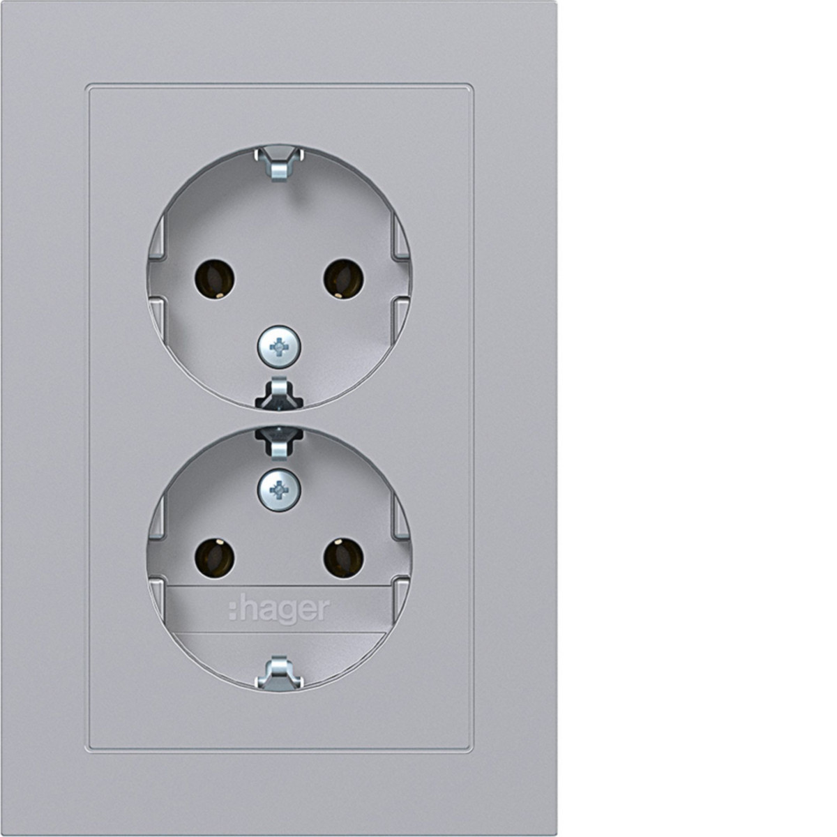 Dubbele Schuko-wandcontactdoos, vlak, A.1, titaan