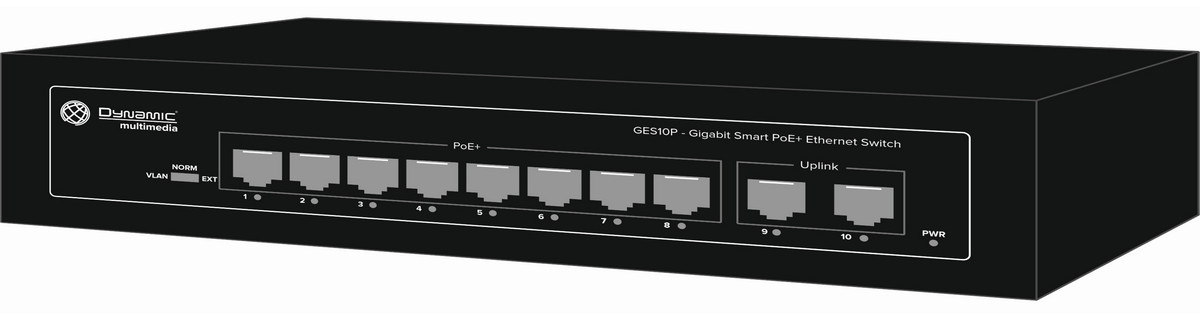 Dynamic Multimedia Ges10p - 10 ports gigabit smart poe+ ethernet switch