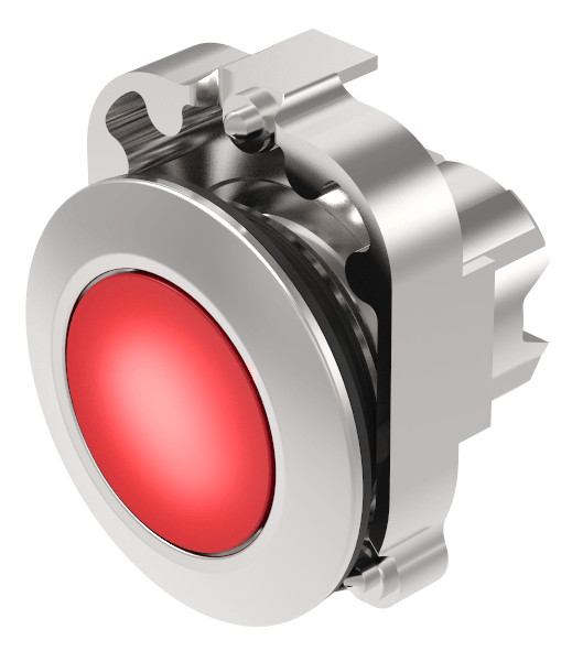 Eao Illuminated pushbutton actuator red transparent lens flush