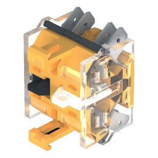 Eao Schakelelement 1V+1M dubbel faston 6.3 goud/zilver KTK.