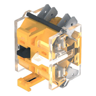 Eao Schakelelement 2M dubbel faston 6.3 goud/zilverktk.